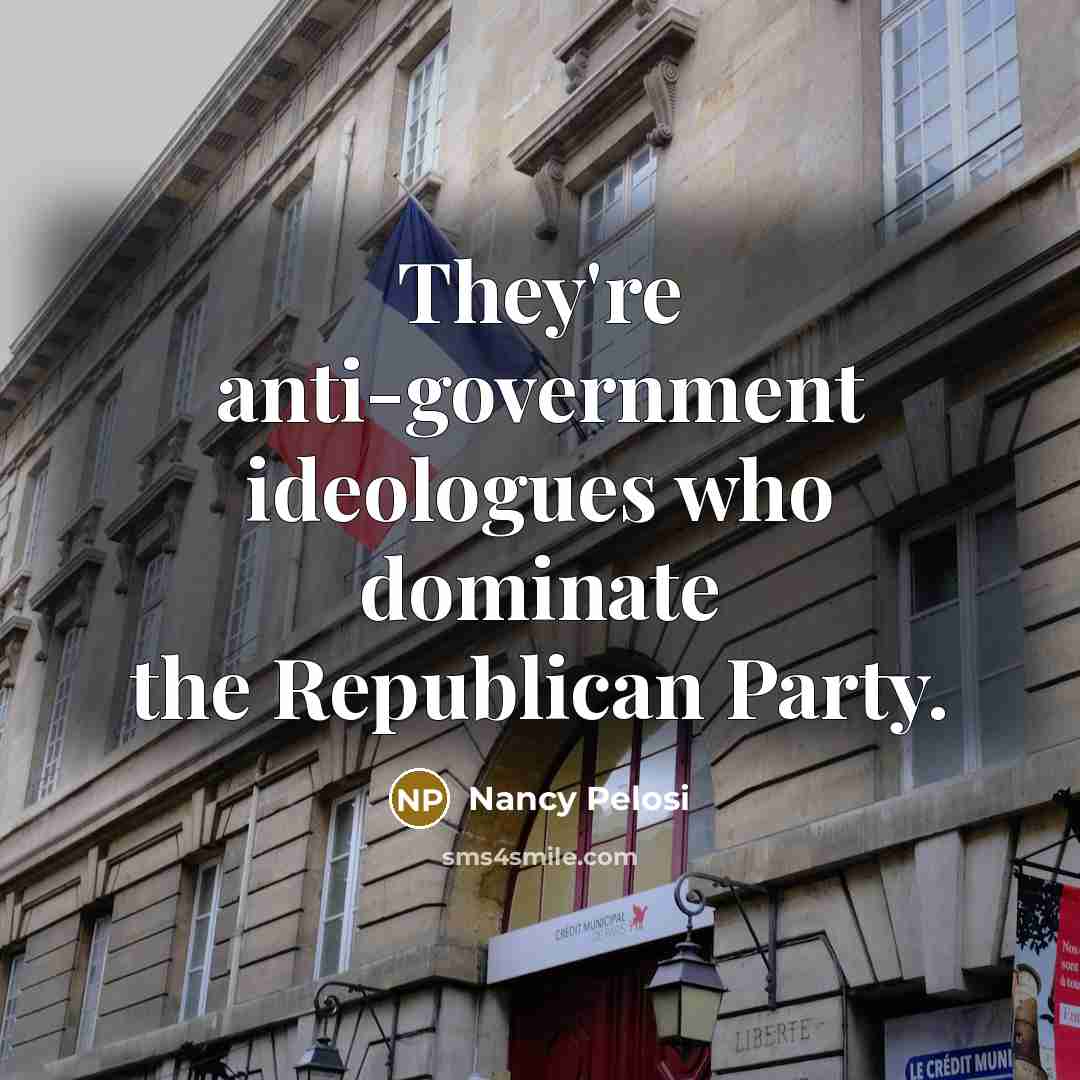 “They're anti-government ideologues who dominate the Republican Party.…” quote by Nancy Pelosi