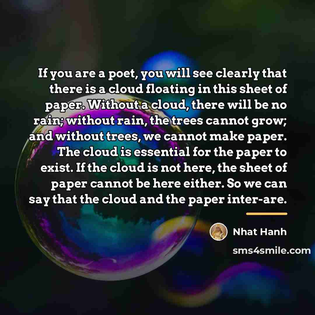 “If you are a poet, you will see clearly that…” quote by Nhat Hanh