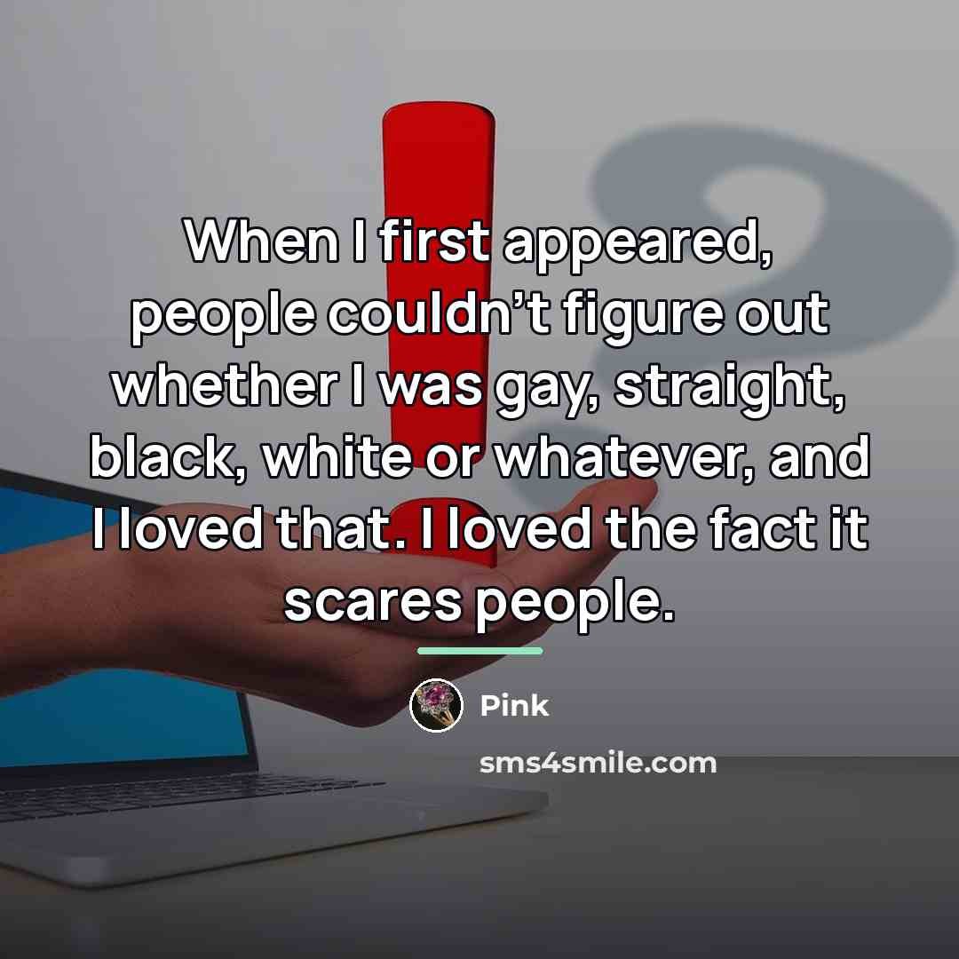 “When I first appeared, people couldn't figure out whether I…” quote by Pink