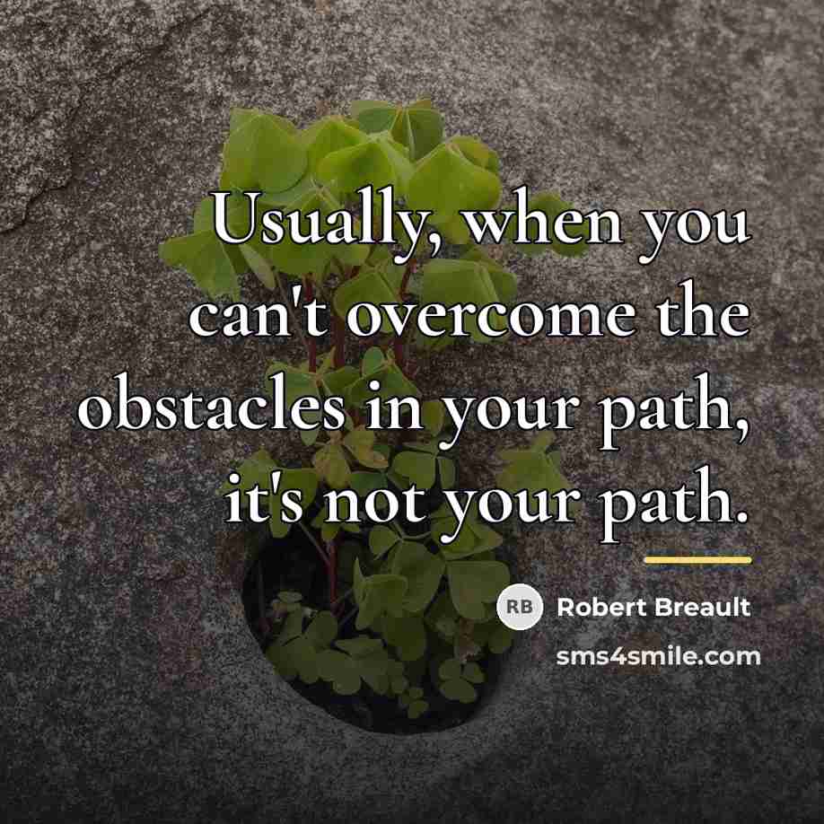 “Usually, when you can't overcome the obstacles in your path,…” quote by Robert Breault