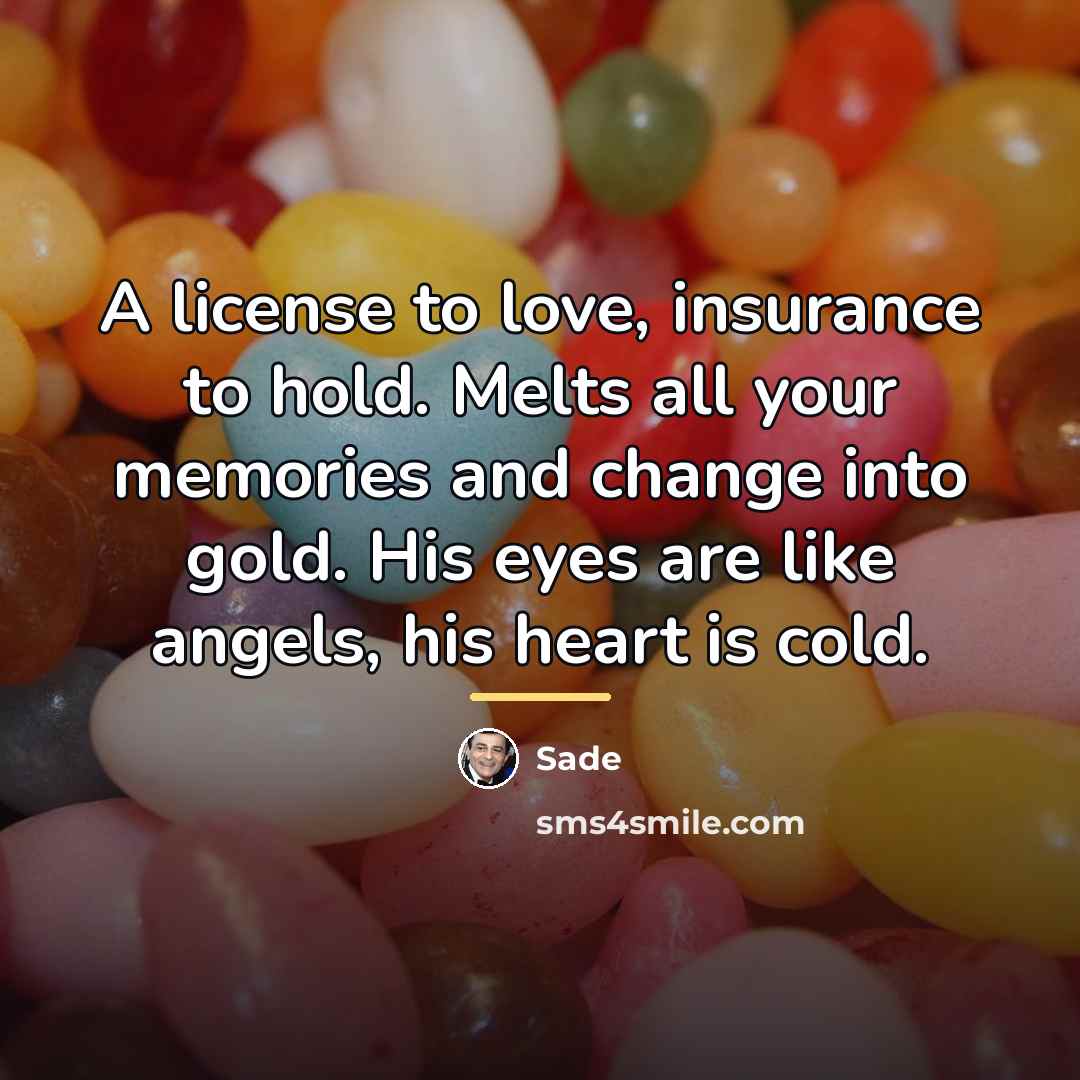 “A license to love, insurance to hold. Melts all your…” quote by Sade