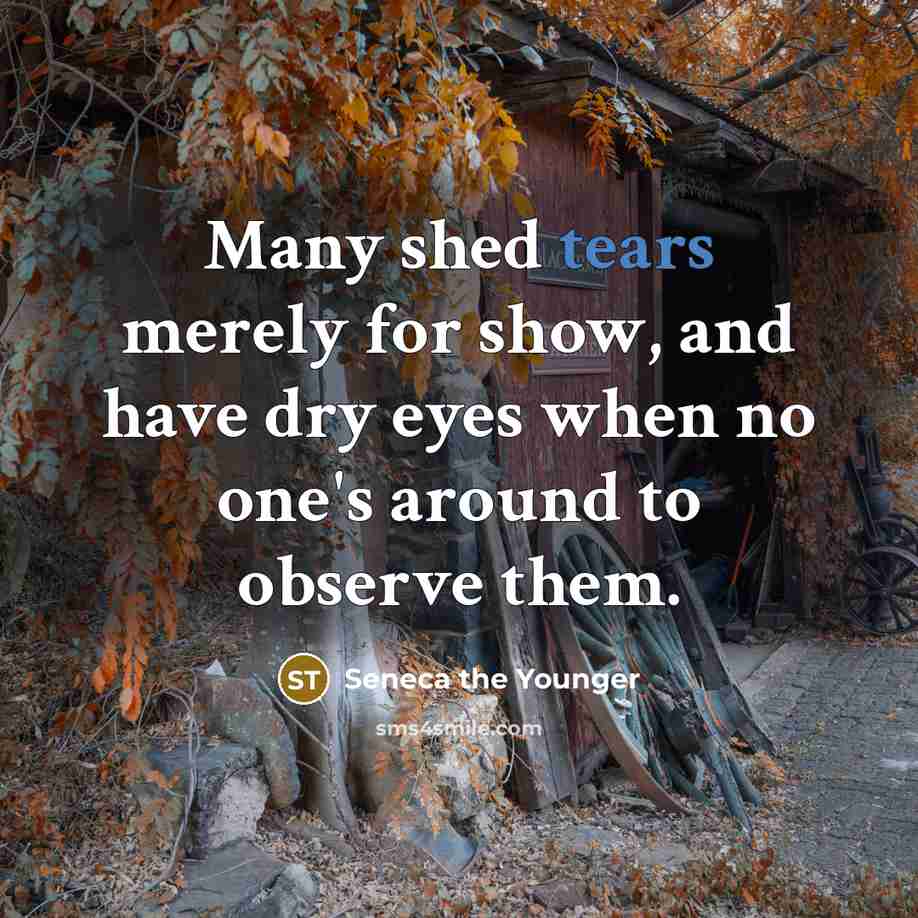 “Many shed tears merely for show, and have dry eyes…” quote by Seneca the Younger