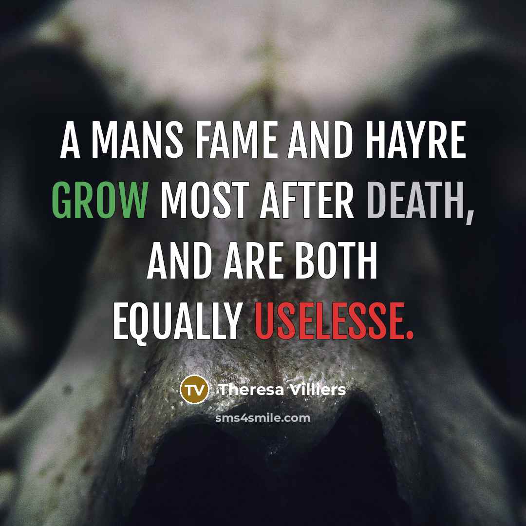 “A mans fame and hayre grow most after death, and…” quote by Theresa Villiers