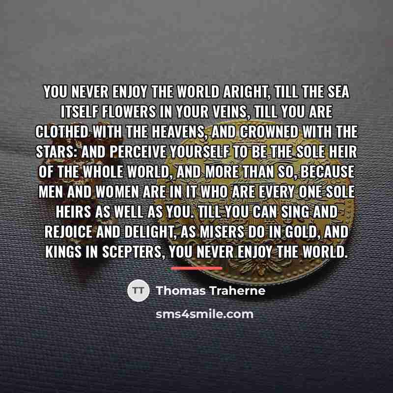 “You never enjoy the world aright, till the Sea itself…” quote by Thomas Traherne