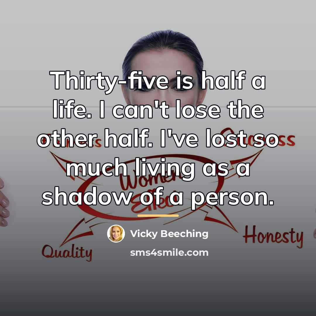 “Thirty-five is half a life. I can't lose the other…” quote by Vicky Beeching