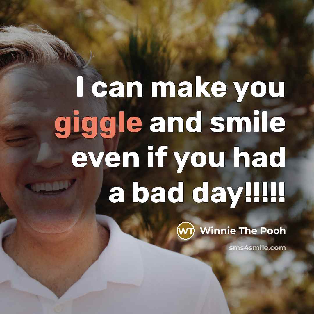 “I can make you giggle and smile even if you…” quote by Winnie The Pooh