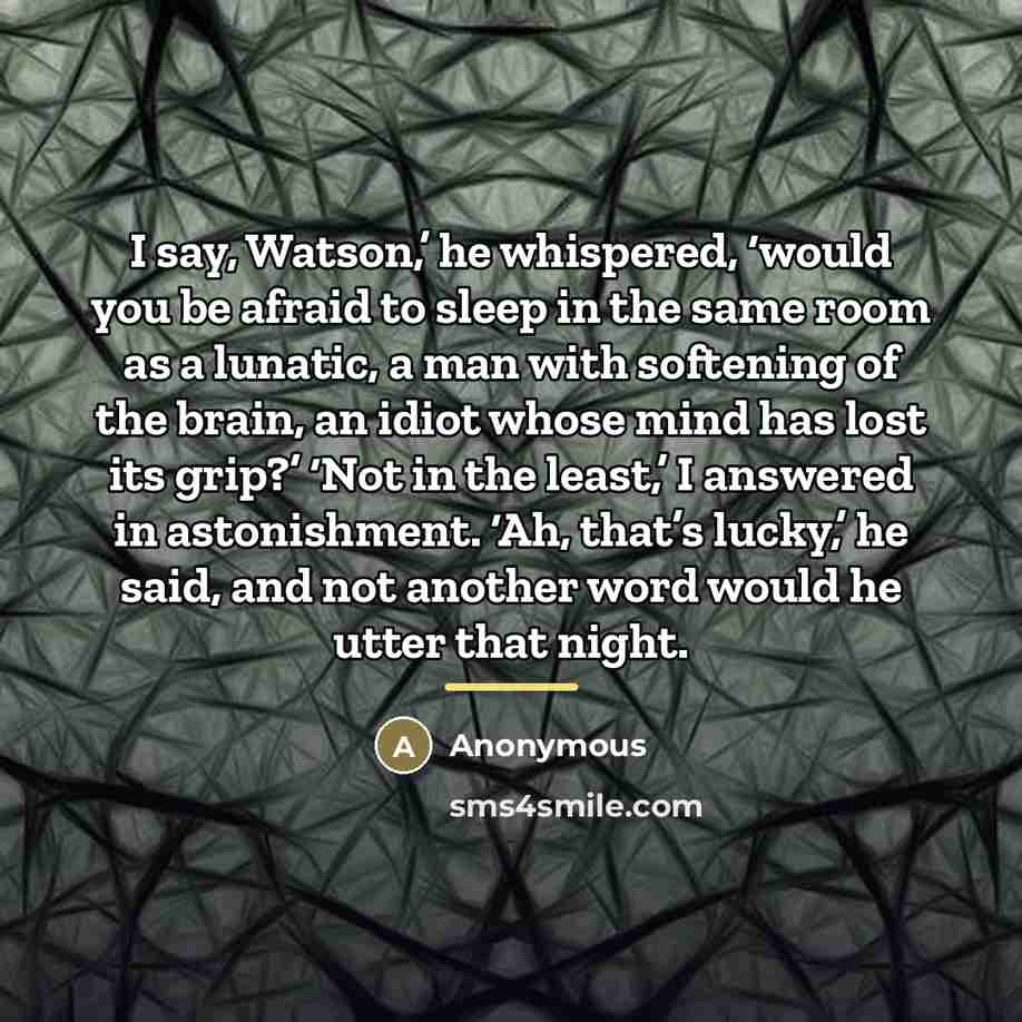 “I say, Watson,’ he whispered, ‘would you be afraid to…” quote by Anonymous