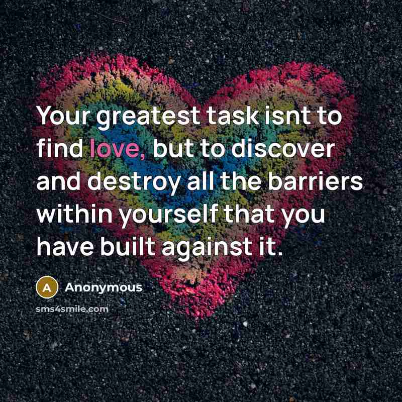 “Your greatest task isnt to find love, but to discover…” quote by Anonymous