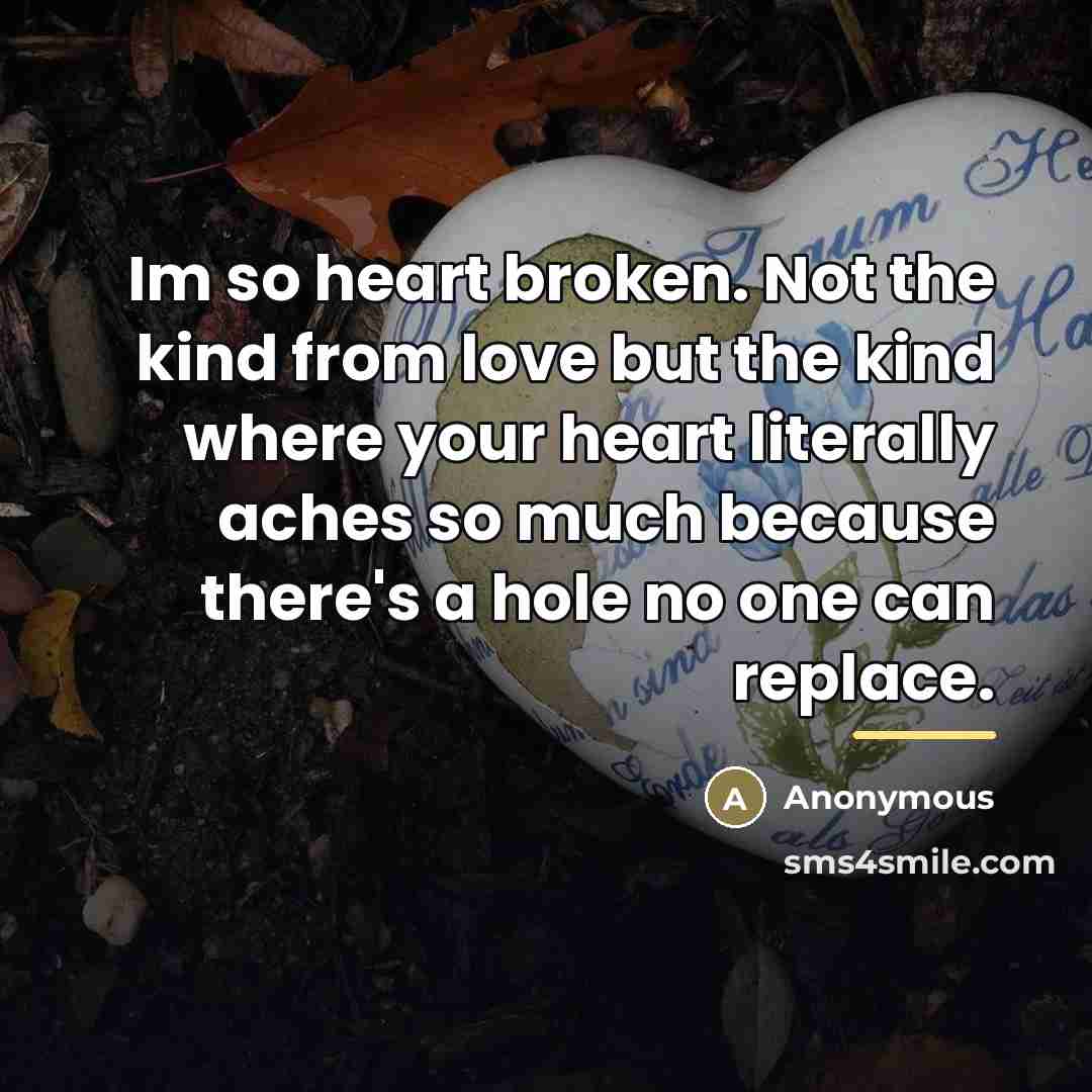 “Im so heart broken. Not the kind from love but…” quote by Anonymous