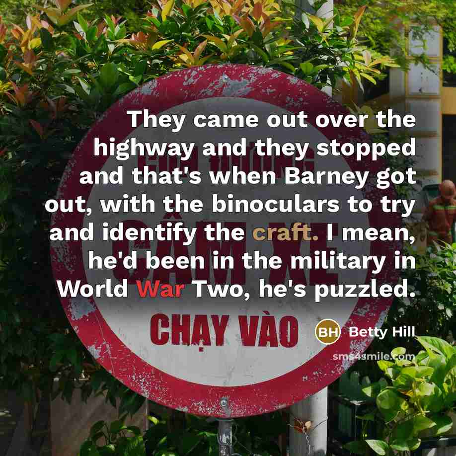 “They came out over the highway and they stopped and…” quote by Betty Hill