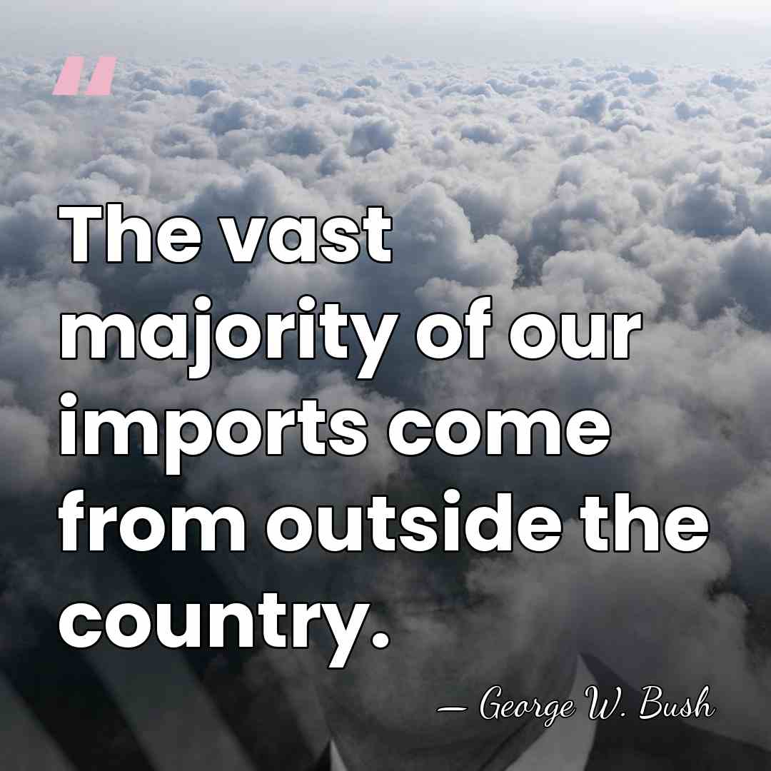 The vast majority of our imports come from outside the country. - George W. Bush