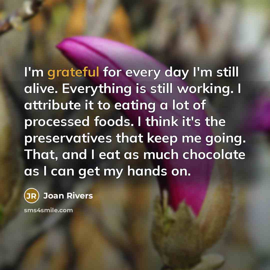 “I'm grateful for every day I'm still alive. Everything is…” quote by Joan Rivers