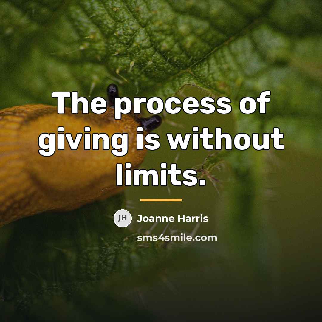“The process of giving is without limits.…” quote by Joanne Harris