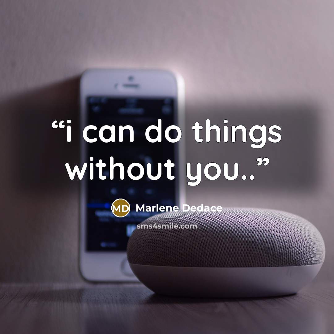 “i can do things without you..” quote by Marlene Dedace