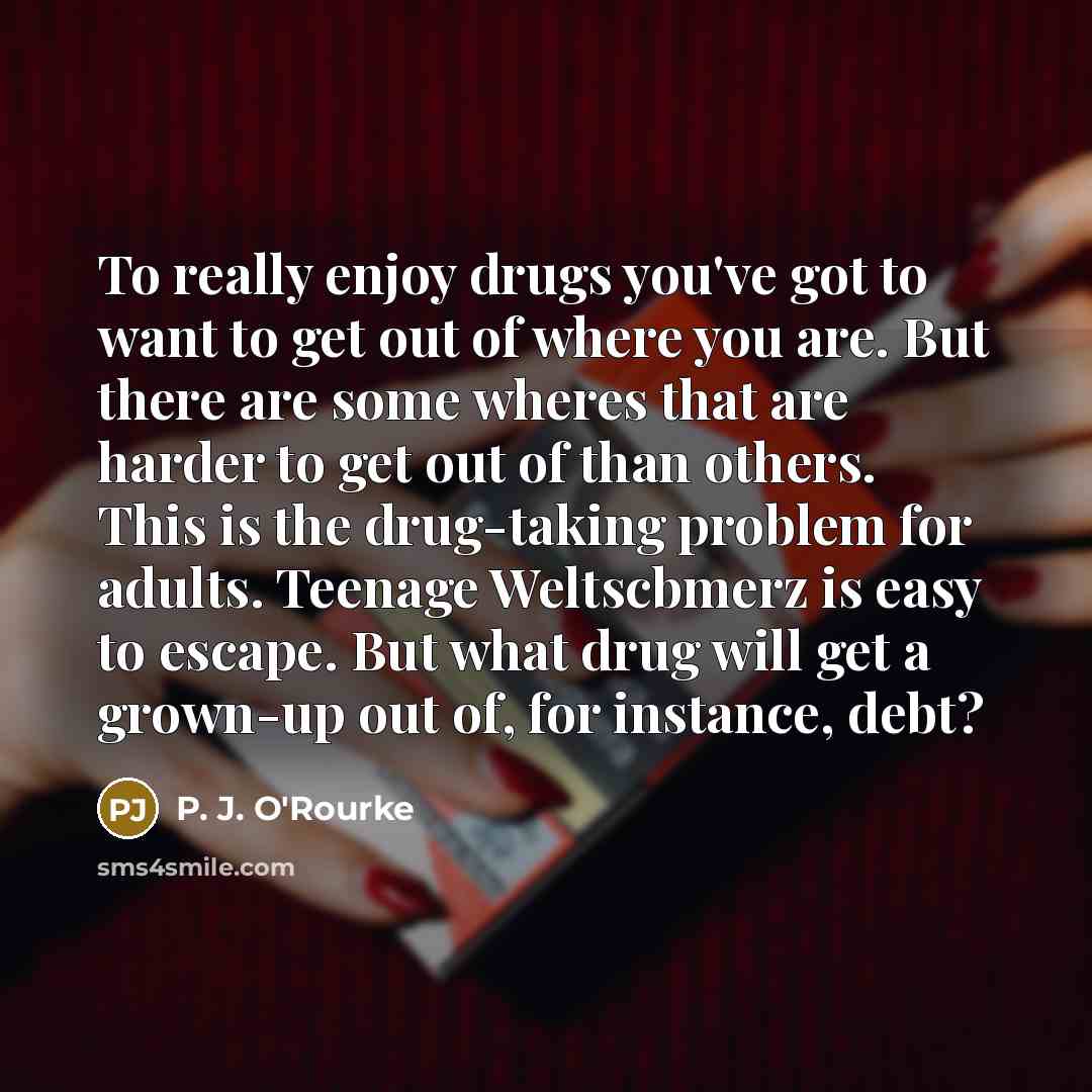 “To really enjoy drugs you've got to want to get…” quote by P. J. O'Rourke
