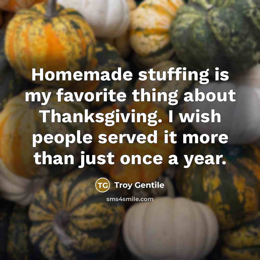 “Homemade stuffing is my favorite thing about Thanksgiving. I wish…” quote by Troy Gentile