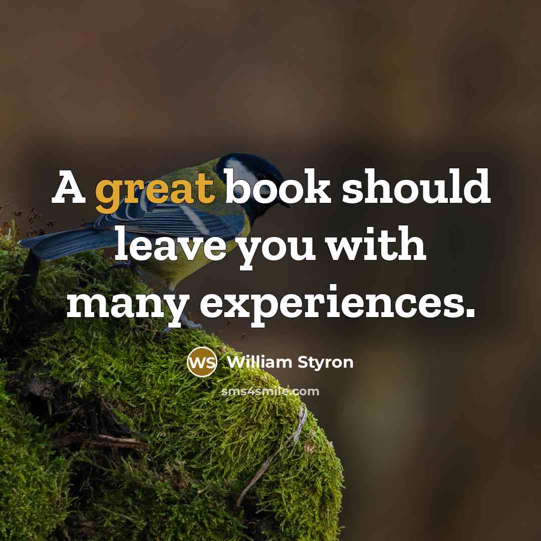 “A great book should leave you with many experiences.…” quote by William Styron