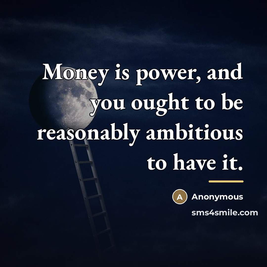 “Money is power, and you ought to be reasonably ambitious…” quote by Anonymous