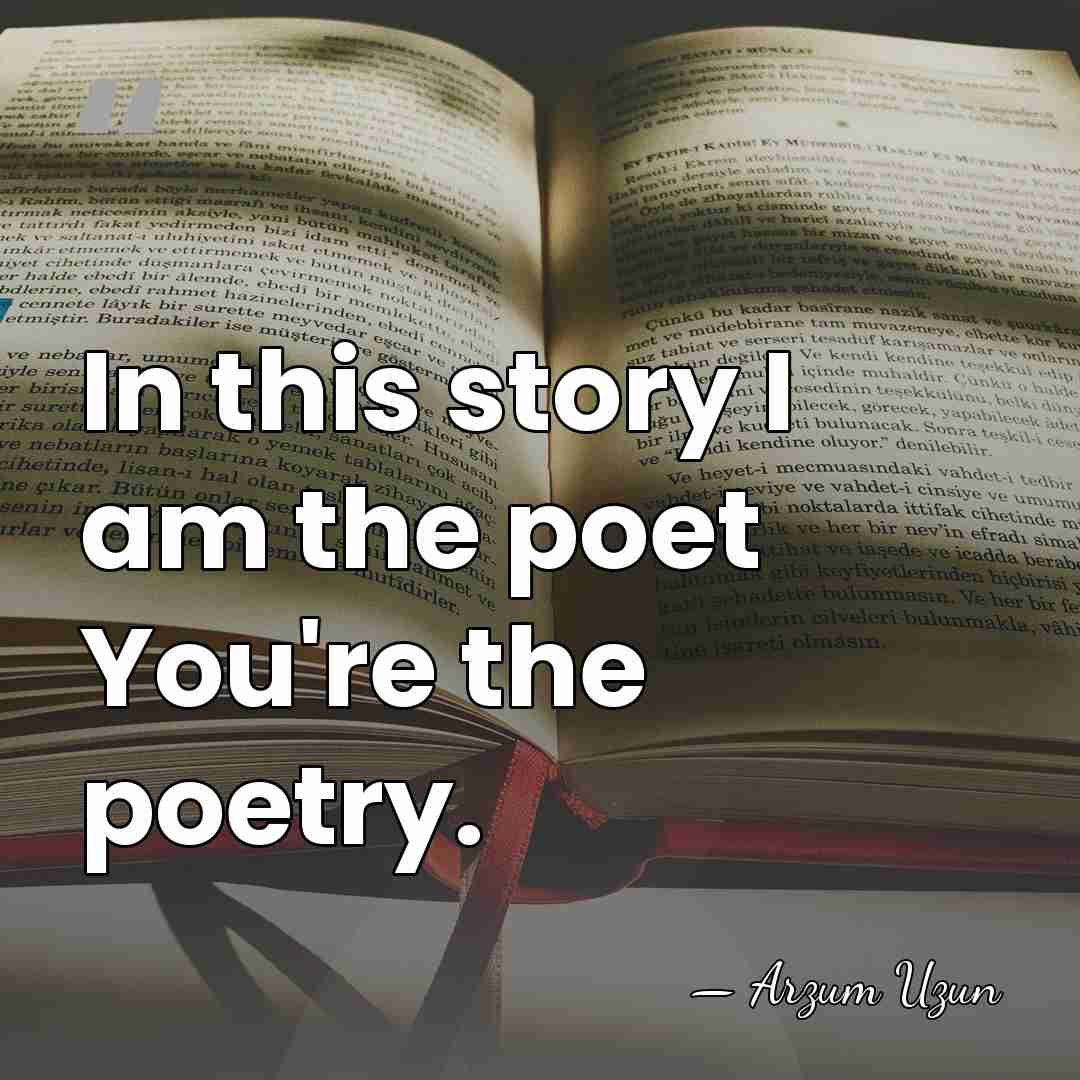 In this story I am the poet You're the poetry. - Arzum Uzun