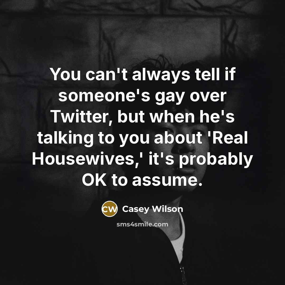 “You can't always tell if someone's gay over Twitter, but…” quote by Casey Wilson