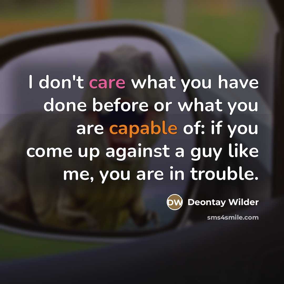 “I don't care what you have done before or what…” quote by Deontay Wilder