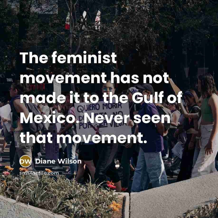 “The feminist movement has not made it to the Gulf…” quote by Diane Wilson