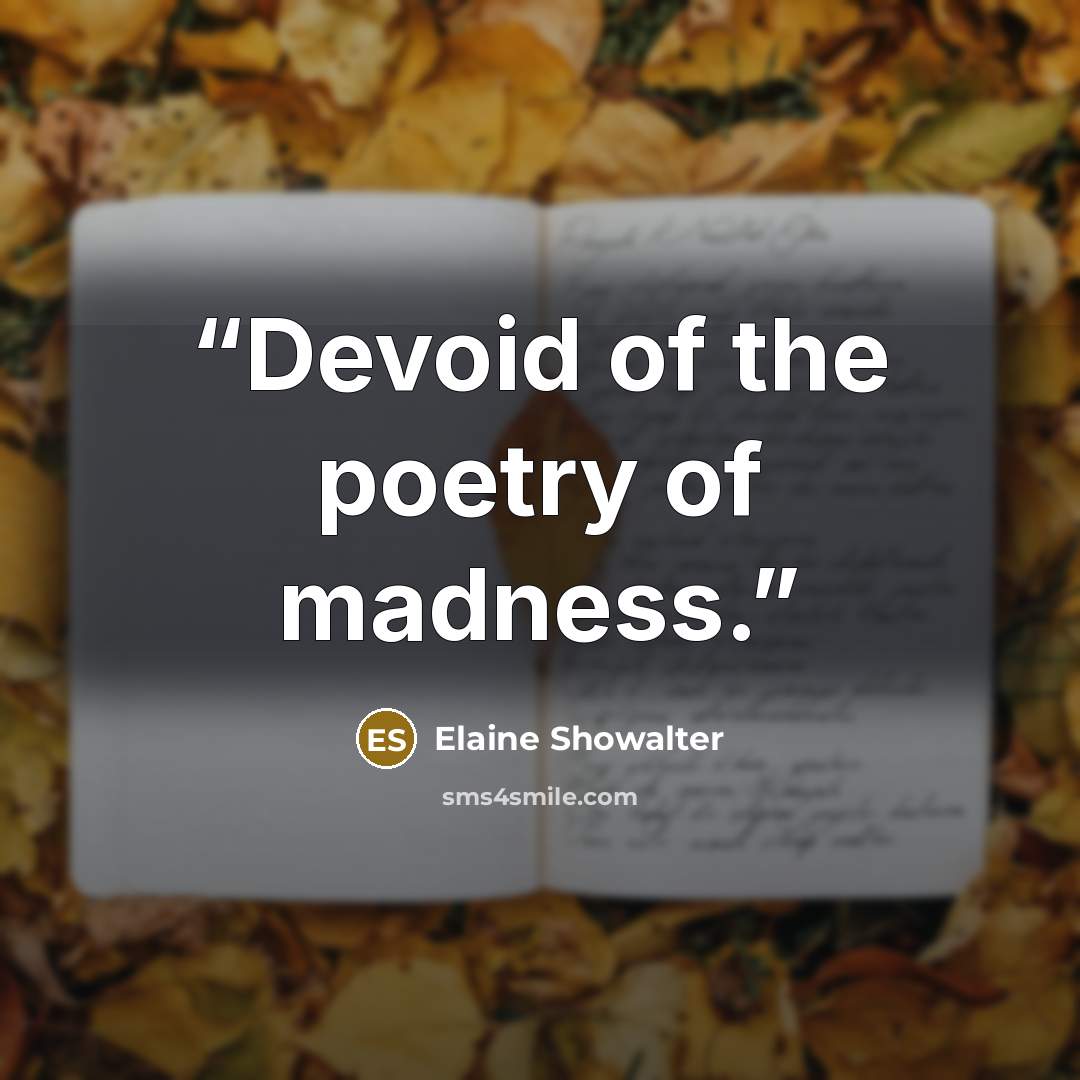 “Devoid of the poetry of madness.” quote by Elaine Showalter