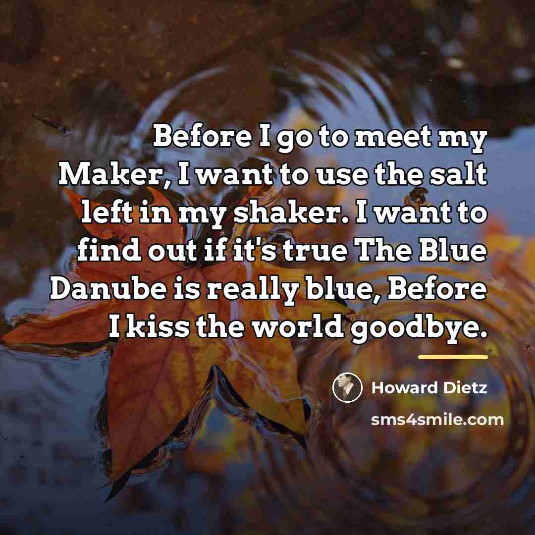 “Before I go to meet my Maker, I want to…” quote by Howard Dietz