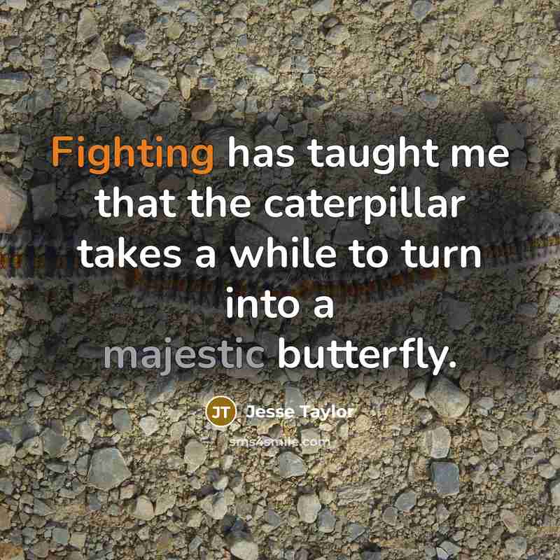 “Fighting has taught me that the caterpillar takes a while…” quote by Jesse Taylor
