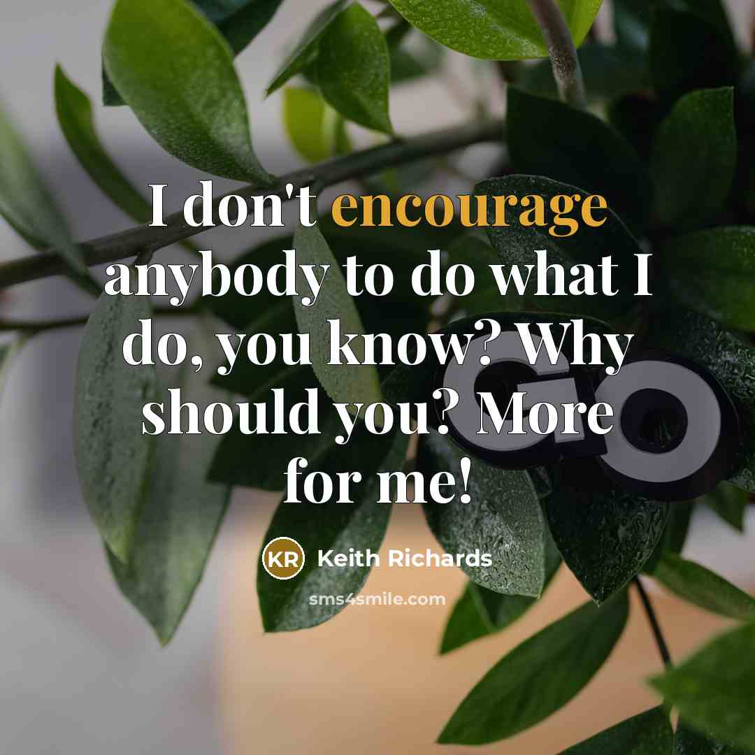 “I don't encourage anybody to do what I do, you…” quote by Keith Richards