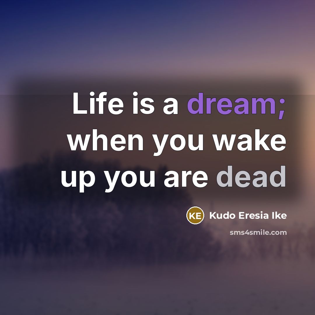 “Life is a dream; when you wake up you are dead” quote by Kudo Eresia Ike