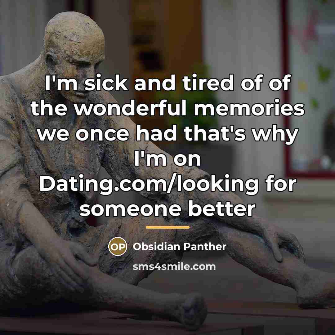“I'm sick and tired of of the wonderful memories we…” quote by Obsidian Panther