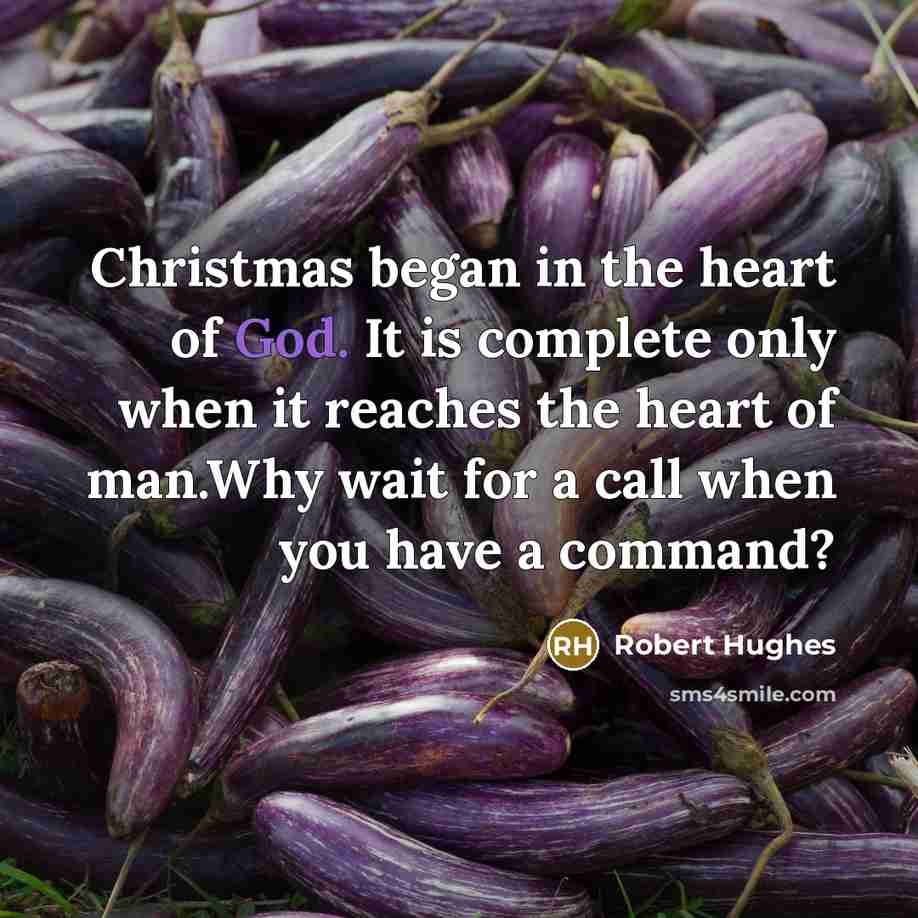 “Christmas began in the heart of God. It is complete only when it reaches the heart of man.Why wait for a call when you have a command?” quote by Robert Hughes