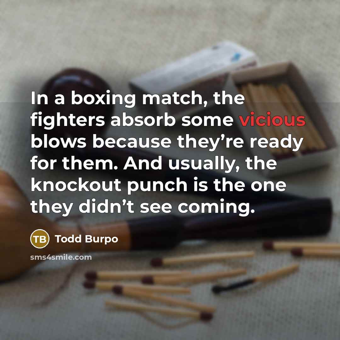 “In a boxing match, the fighters absorb some vicious blows…” quote by Todd Burpo