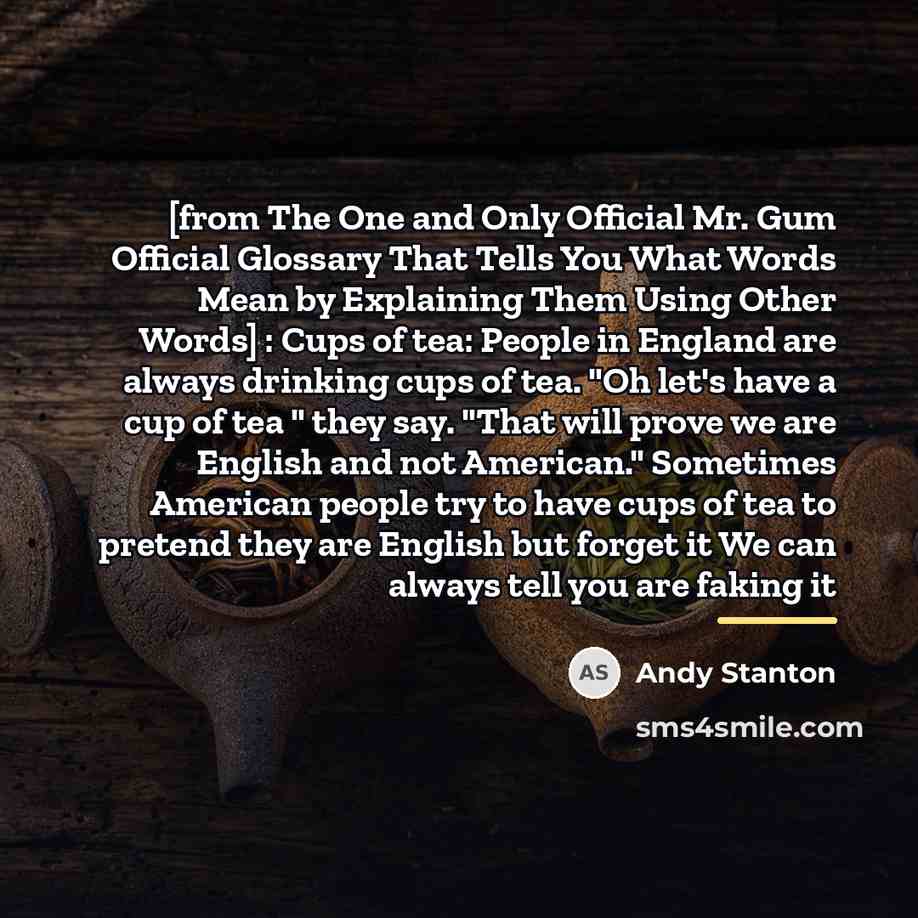 “[from The One and Only Official Mr. Gum Official Glossary…” quote by Andy Stanton