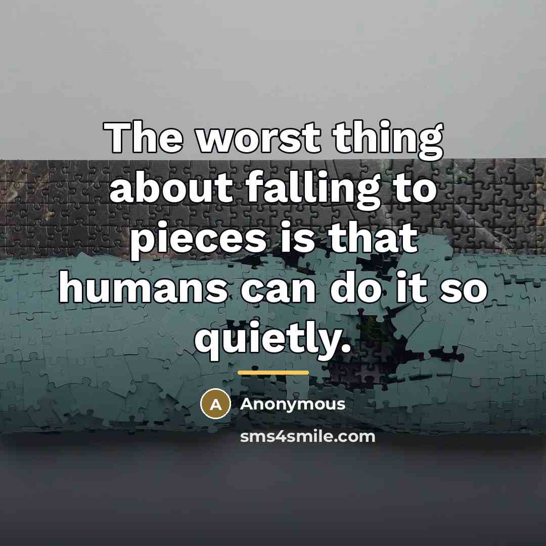 “The worst thing about falling to pieces is that humans…” quote by Anonymous