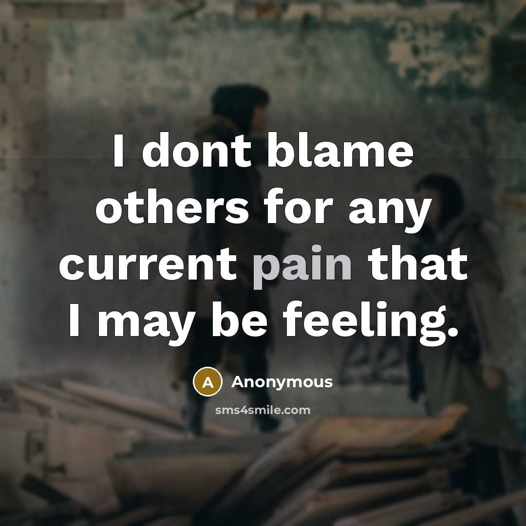 “I dont blame others for any current pain that I may be feeling.” quote by Anonymous