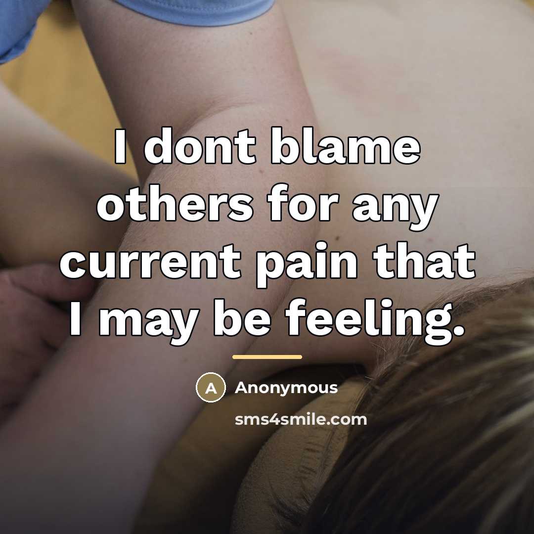 “I dont blame others for any current pain that I…” quote by Anonymous