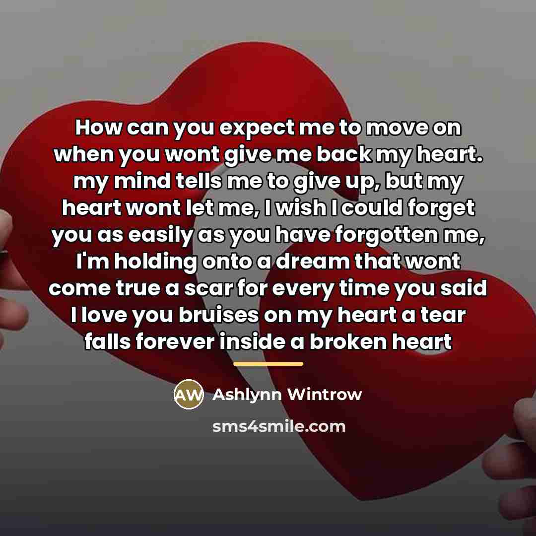 “How can you expect me to move on when you…” quote by Ashlynn Wintrow