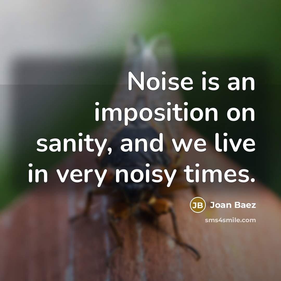 “Noise is an imposition on sanity, and we live in…” quote by Joan Baez