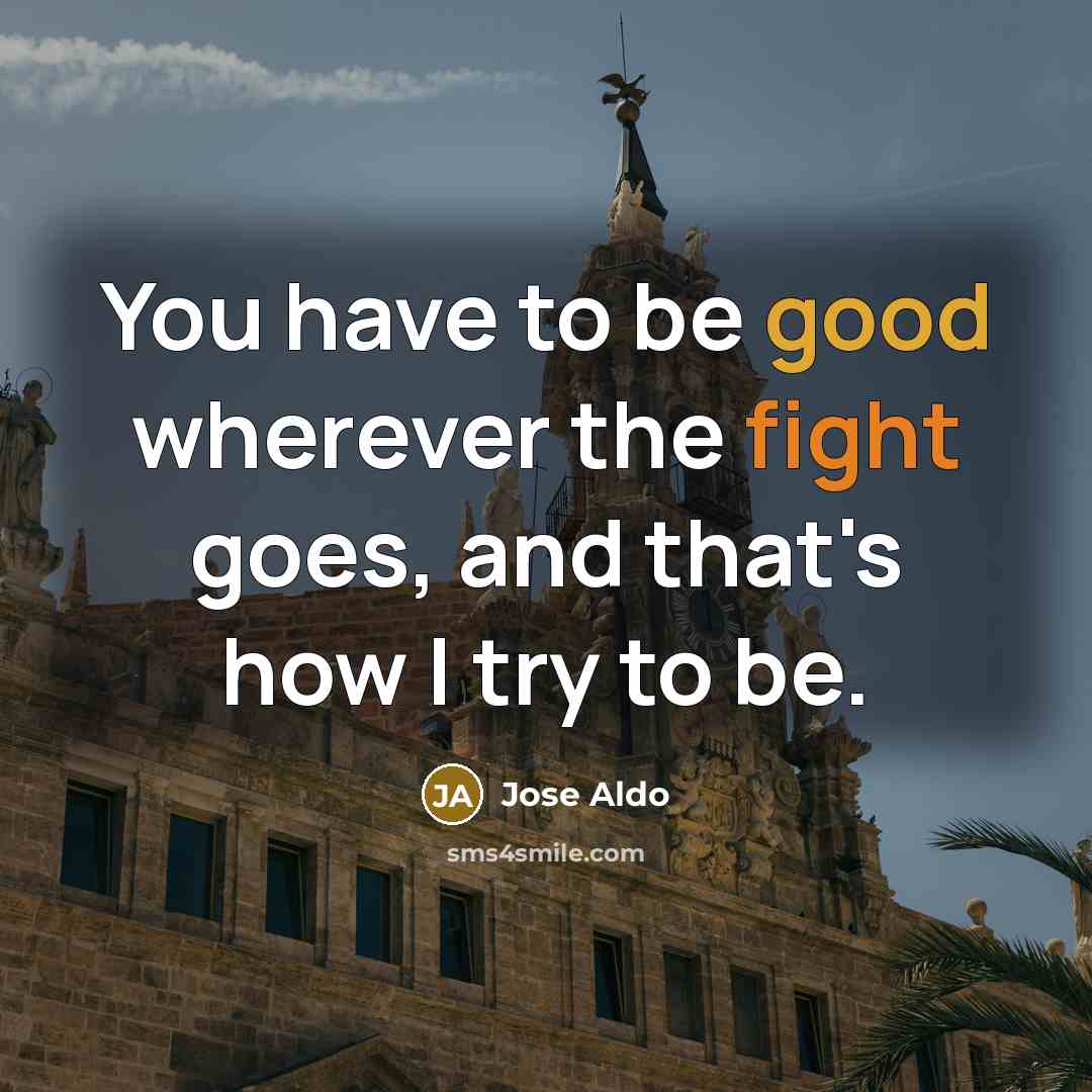 “You have to be good wherever the fight goes, and…” quote by Jose Aldo