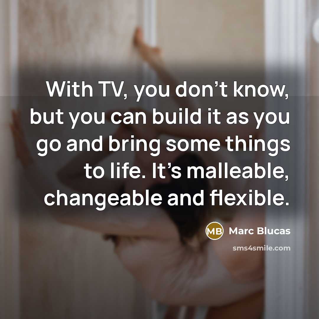 “With TV, you don't know, but you can build it as you go and bring some things to life. It's malleable, changeable and flexible.” quote by Marc Blucas