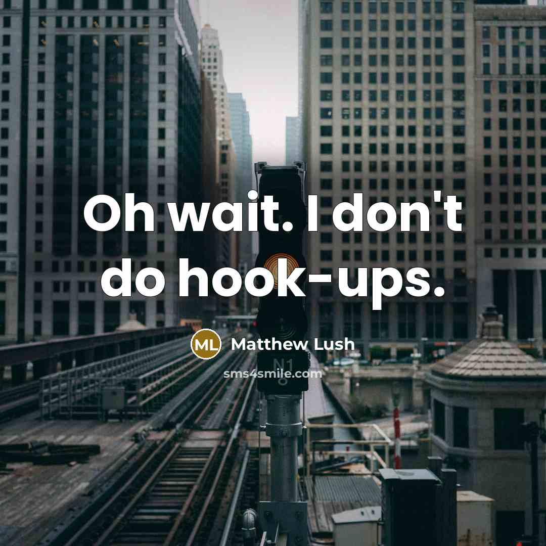 “Oh wait. I don't do hook-ups.…” quote by Matthew Lush