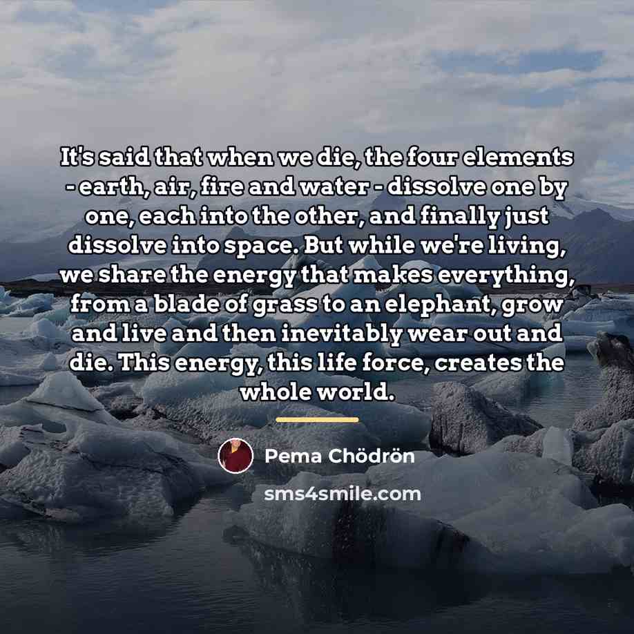 “It's said that when we die, the four elements -…” quote by Pema Chodron