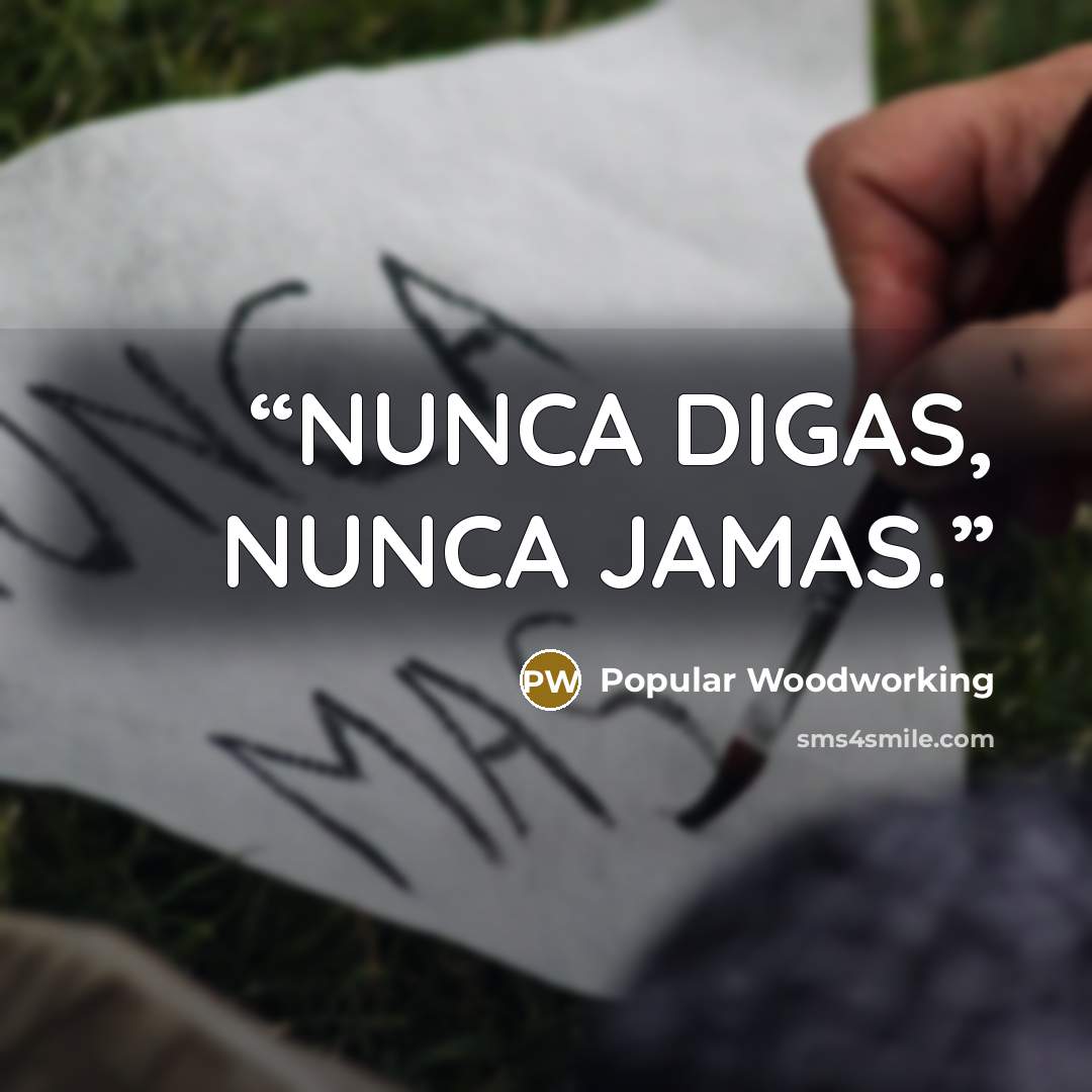 “NUNCA DIGAS, NUNCA JAMAS.” quote by Popular Woodworking