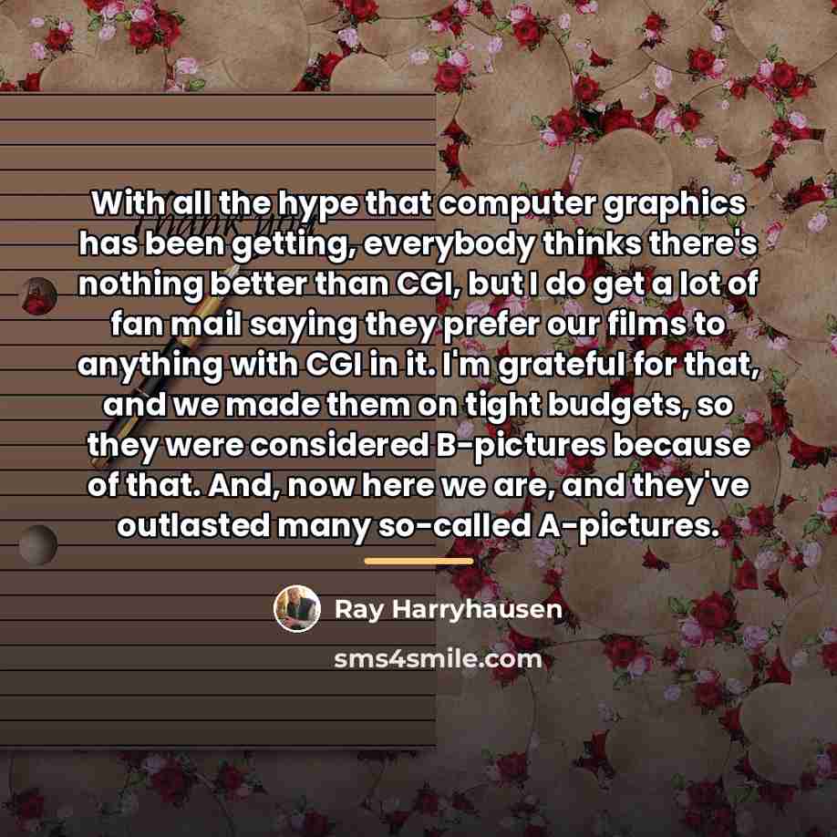 “With all the hype that computer graphics has been getting,…” quote by Ray Harryhausen