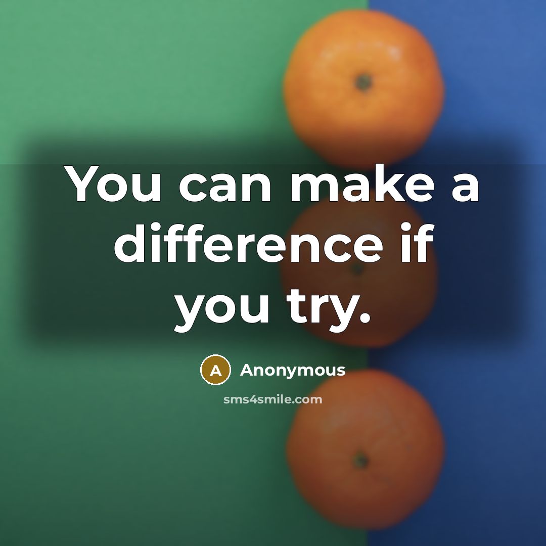 “You can make a difference if you try.” quote by Anonymous