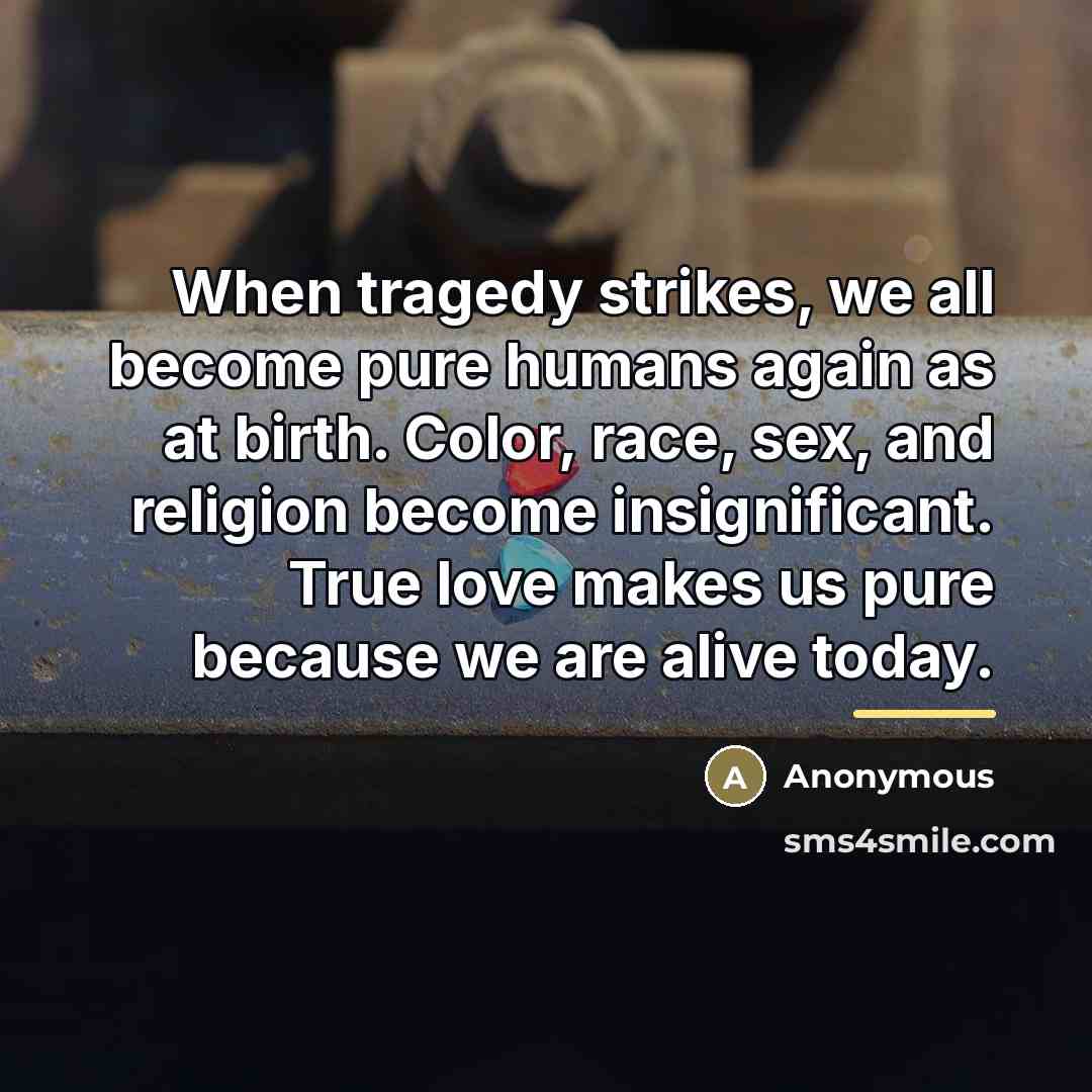 “When tragedy strikes, we all become pure humans again as…” quote by Full Eclipse