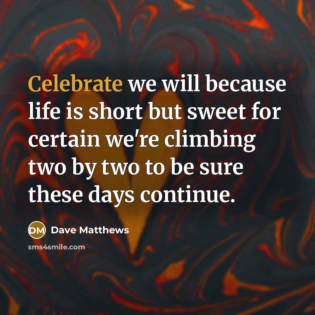 “Celebrate we will because life is short but sweet for…” quote by Dave Matthews