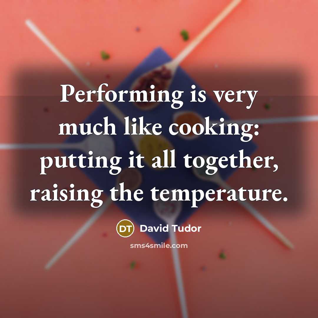 “Performing is very much like cooking: putting it all together,…” quote by David Tudor